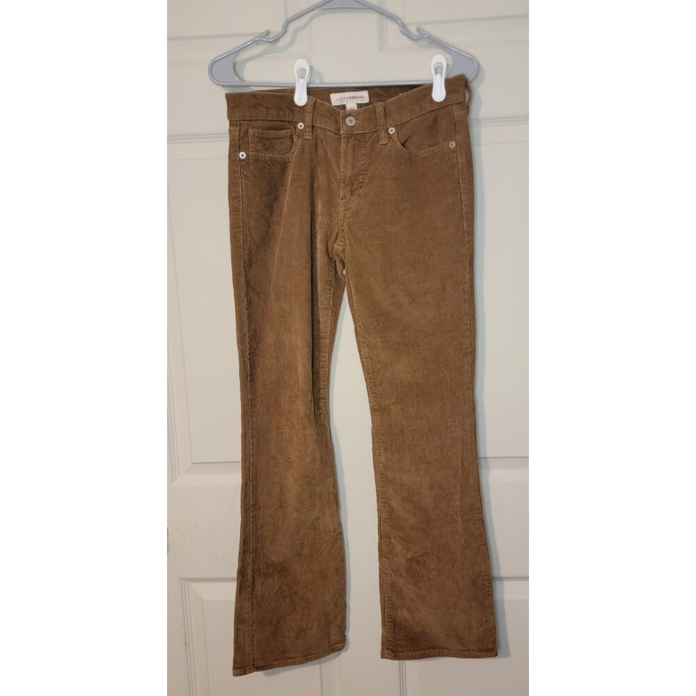 Lucky Brand Women's Corduroy Dungarees Pants Brown, Bootcut, Low Rise, Size 4/27
